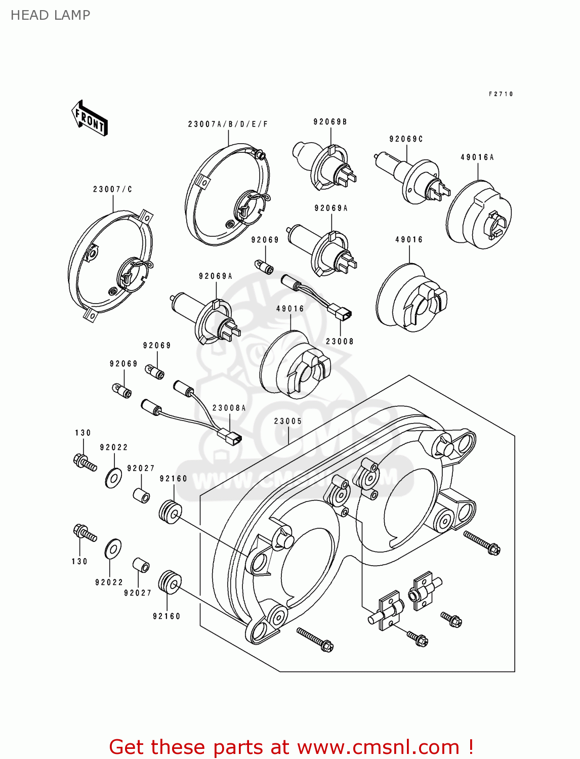 HEAD LAMP ZX750J2 ZXR750 1992 EUROPE UK FR AR FG GR IT NR SD SP ST
