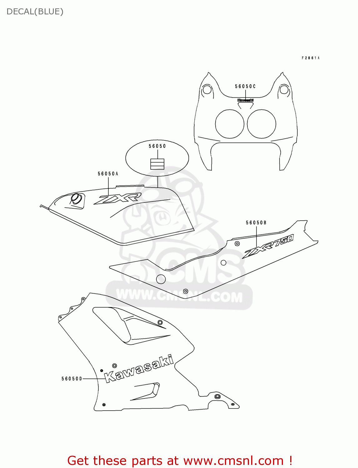 DECAL(BLUE) ZX750J2 ZXR750 1992 EUROPE UK FR AR FG GR IT NR SD SP ST