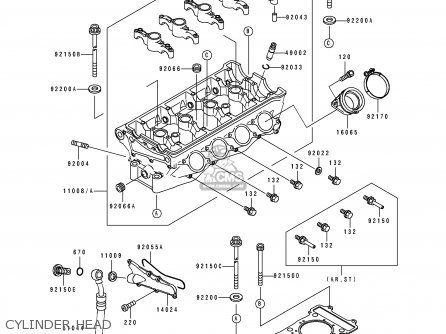 CYLINDER HEAD - ZX750J2 ZXR750 1992 EUROPE UK FR AR FG GR IT NR SD SP ST