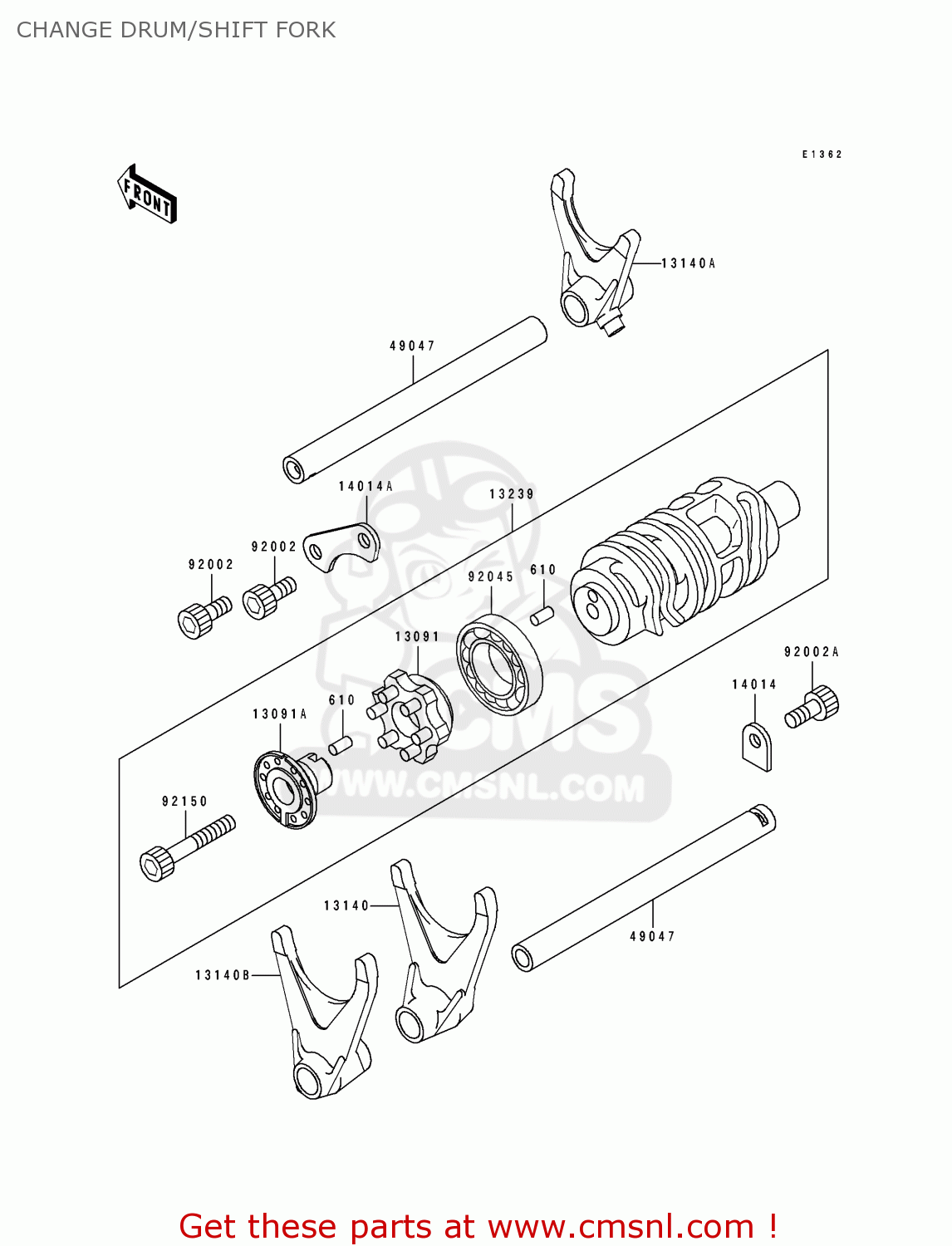 CHANGE DRUM/SHIFT FORK ZX750K1 NINJA ZX7R 1991 USA CALIFORNIA CANADA
