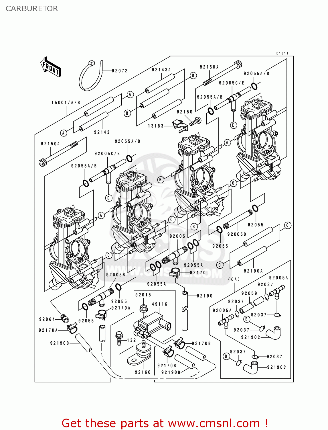 CARBURETOR ZX750K1 NINJA ZX7R 1991 USA CALIFORNIA CANADA