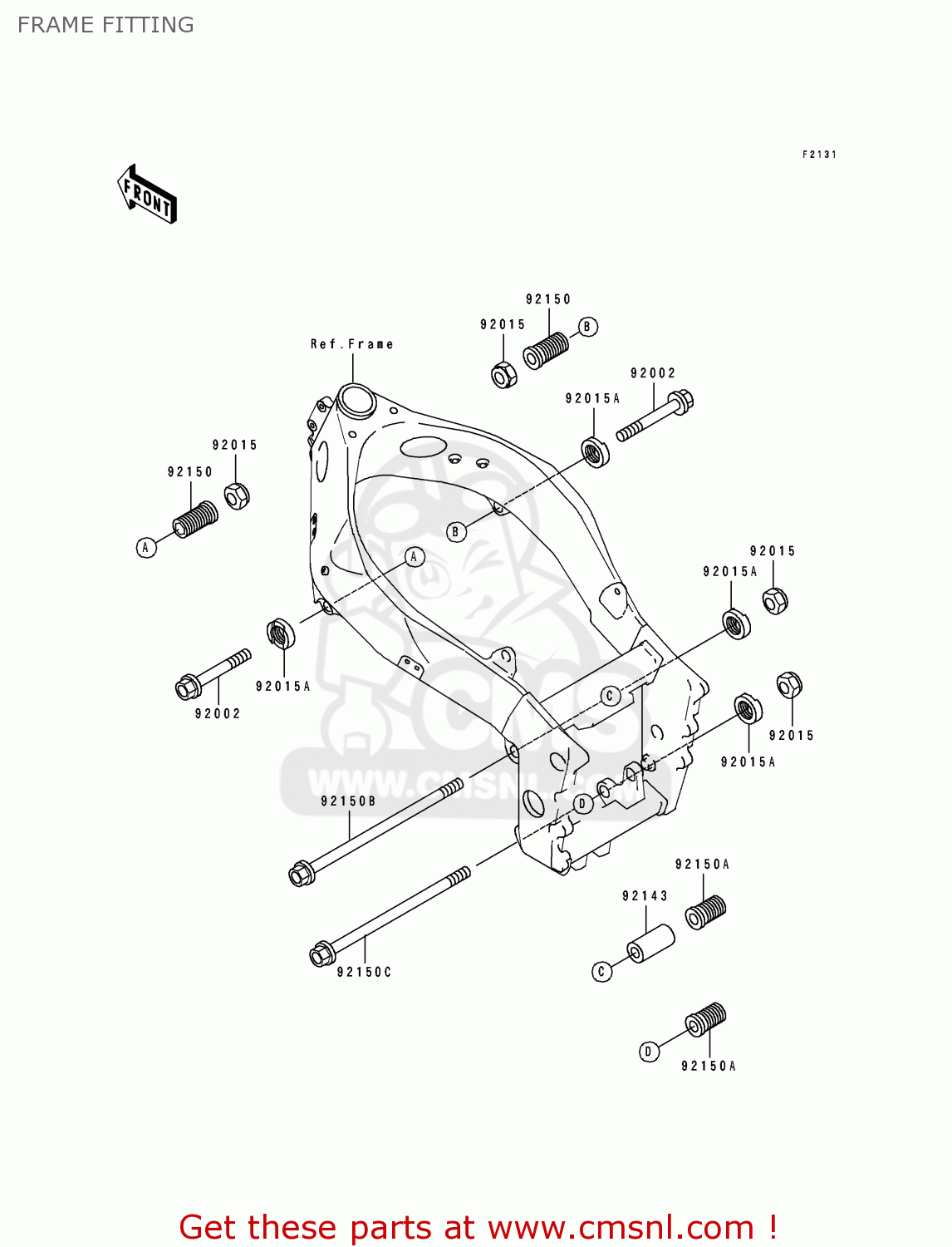 FRAME FITTING ZX750K1 NINJA ZX7R 1991 USA CALIFORNIA CANADA