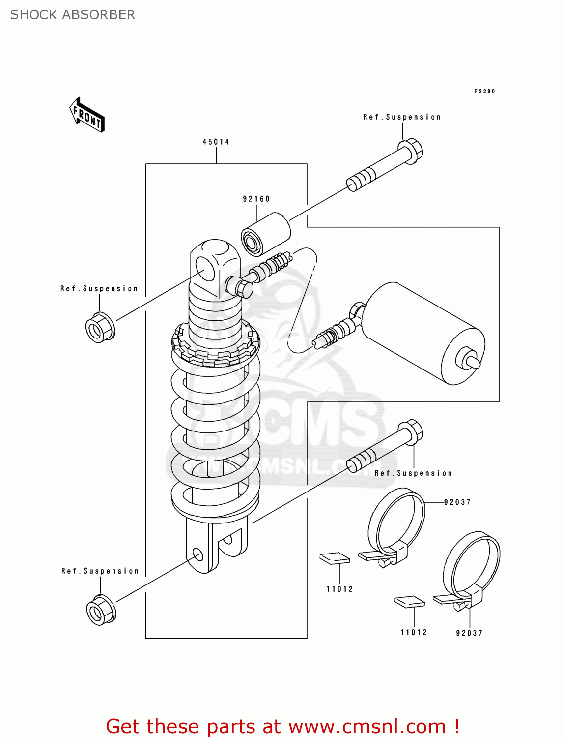 SHOCK ABSORBER ZX750K1 NINJA ZX7R 1991 USA CALIFORNIA CANADA