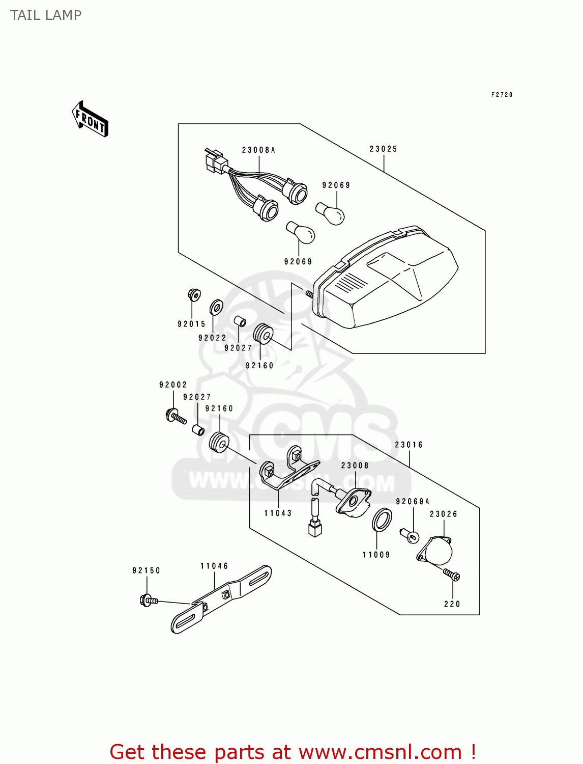 TAIL LAMP ZX750K1 NINJA ZX7R 1991 USA CALIFORNIA CANADA
