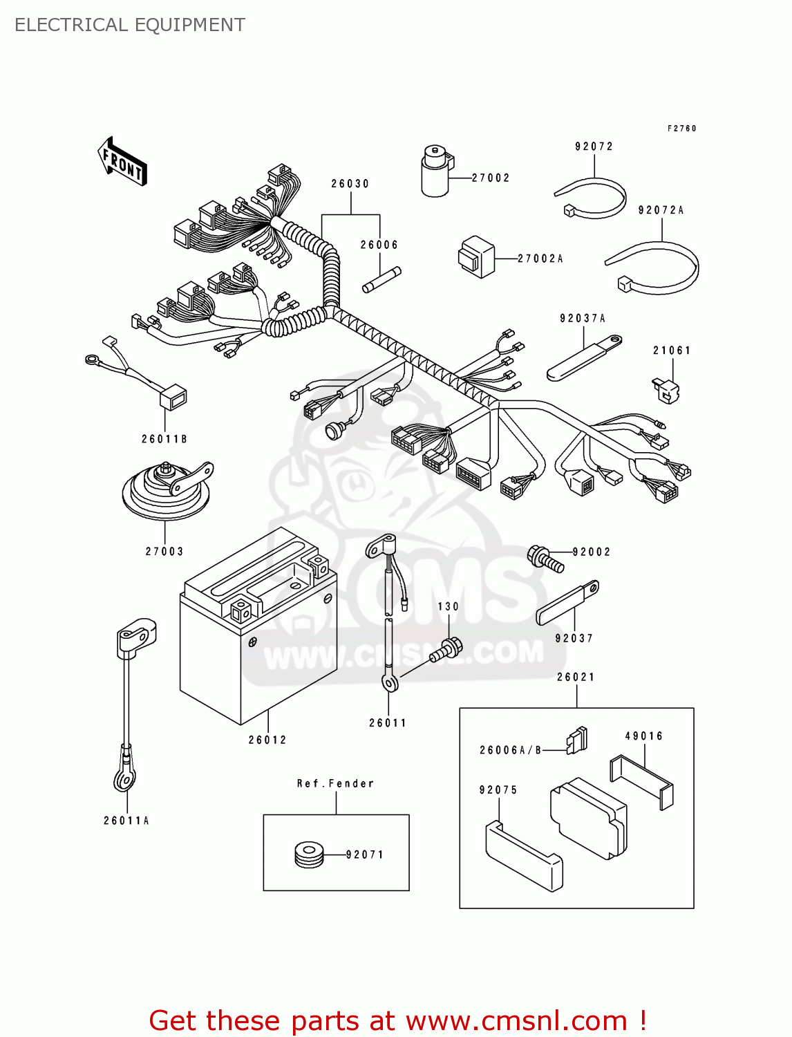 ELECTRICAL EQUIPMENT ZX750K1 NINJA ZX7R 1991 USA CALIFORNIA CANADA