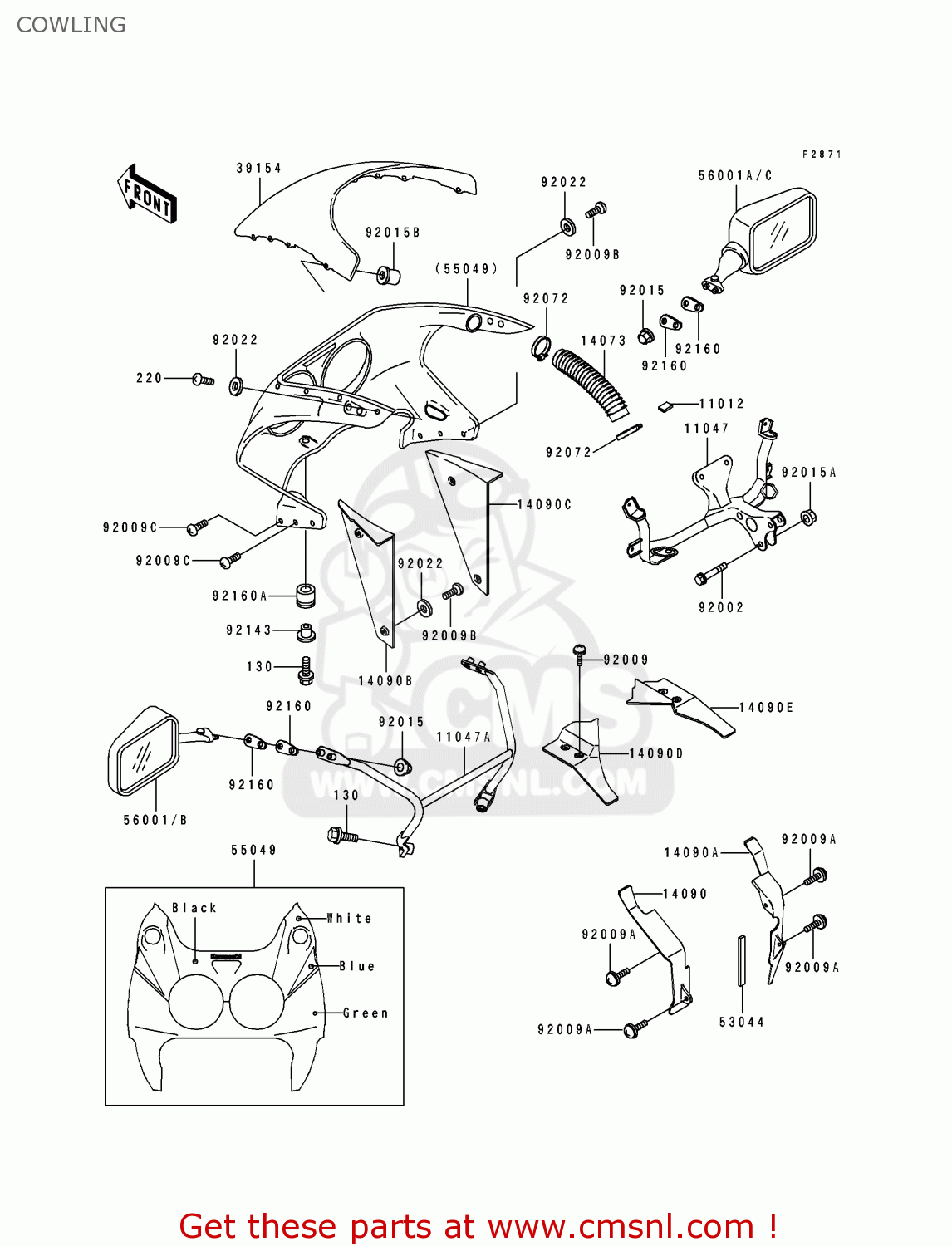 COWLING ZX750K1 NINJA ZX7R 1991 USA CALIFORNIA CANADA