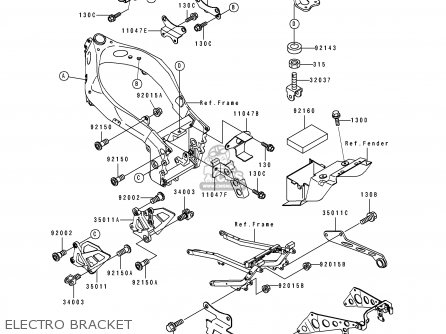 ELECTRO BRACKET - ZX750K1 NINJA ZX7R 1991 USA CALIFORNIA CANADA