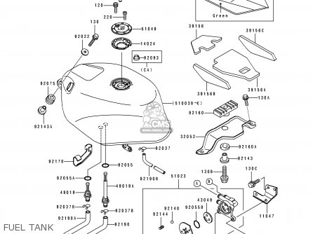 FUEL TANK - ZX750K1 NINJA ZX7R 1991 USA CALIFORNIA CANADA