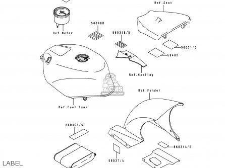 LABEL - ZX750K1 NINJA ZX7R 1991 USA CALIFORNIA CANADA