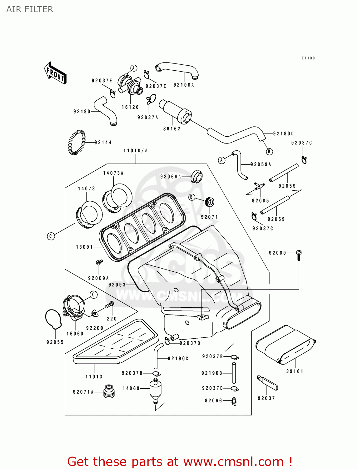 AIR FILTER ZX750K1 ZXR750R 1991 EUROPE UK FR AR FG IT NR SP