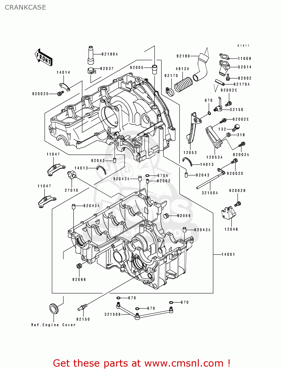CRANKCASE ZX750K1 ZXR750R 1991 EUROPE UK FR AR FG IT NR SP