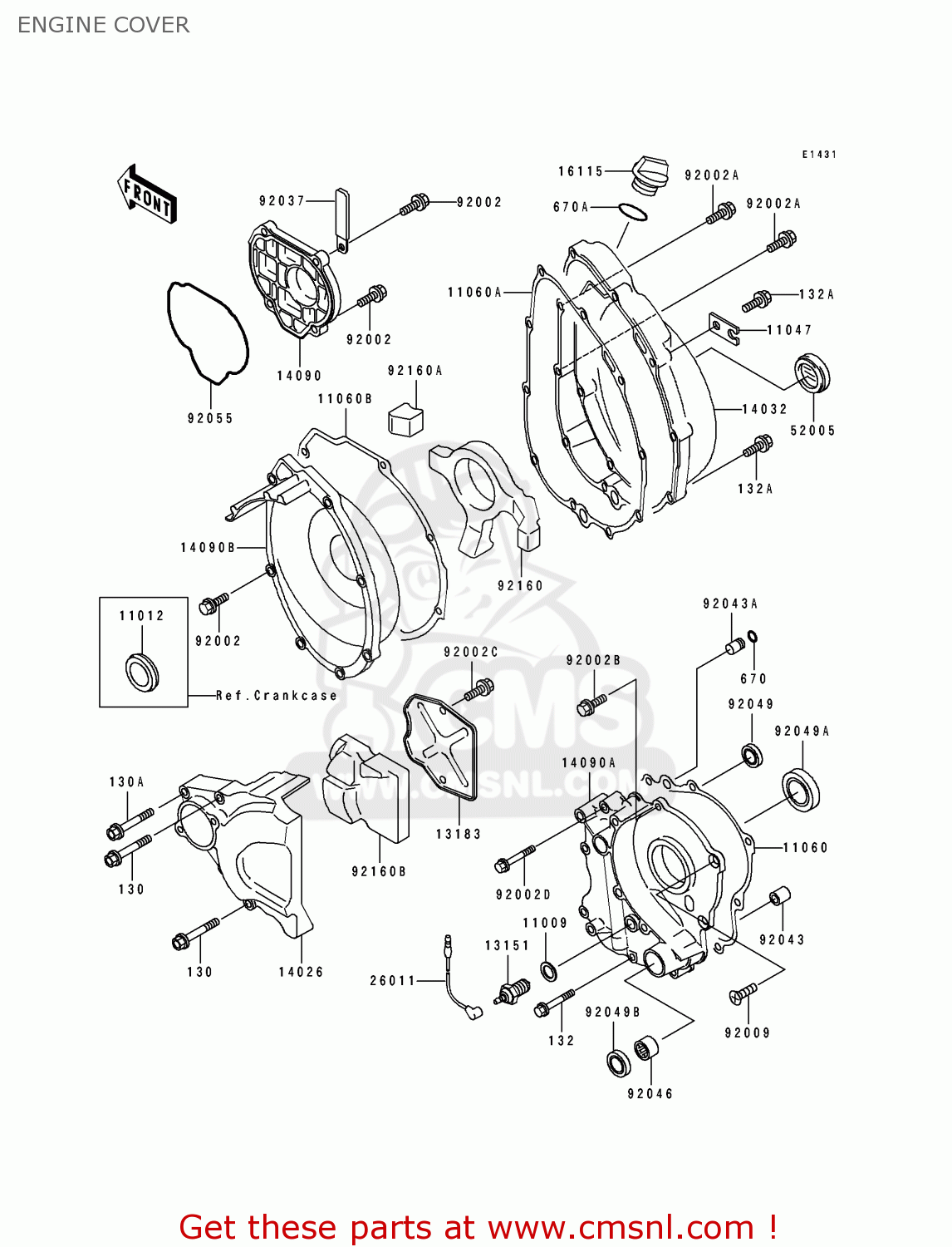 ENGINE COVER ZX750K1 ZXR750R 1991 EUROPE UK FR AR FG IT NR SP