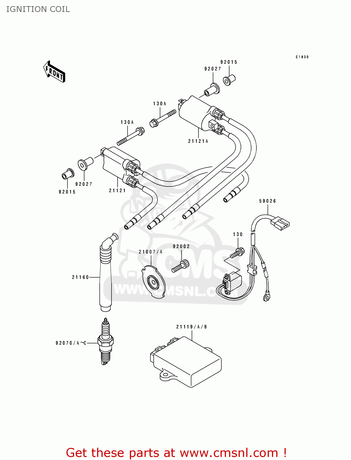 IGNITION COIL ZX750K1 ZXR750R 1991 EUROPE UK FR AR FG IT NR SP