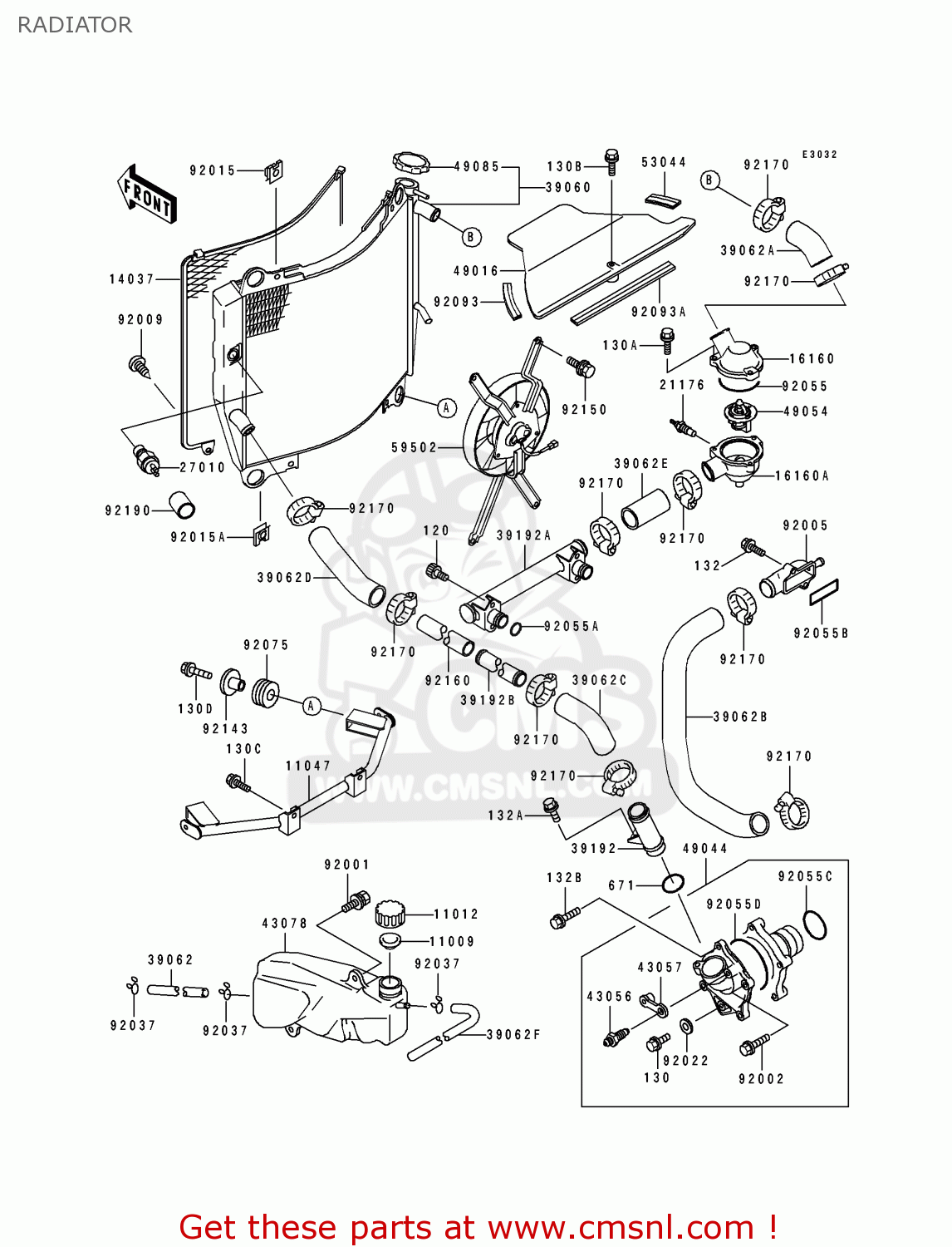 RADIATOR ZX750K1 ZXR750R 1991 EUROPE UK FR AR FG IT NR SP