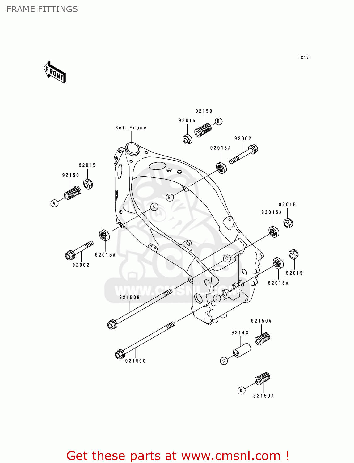 FRAME FITTINGS ZX750K1 ZXR750R 1991 EUROPE UK FR AR FG IT NR SP