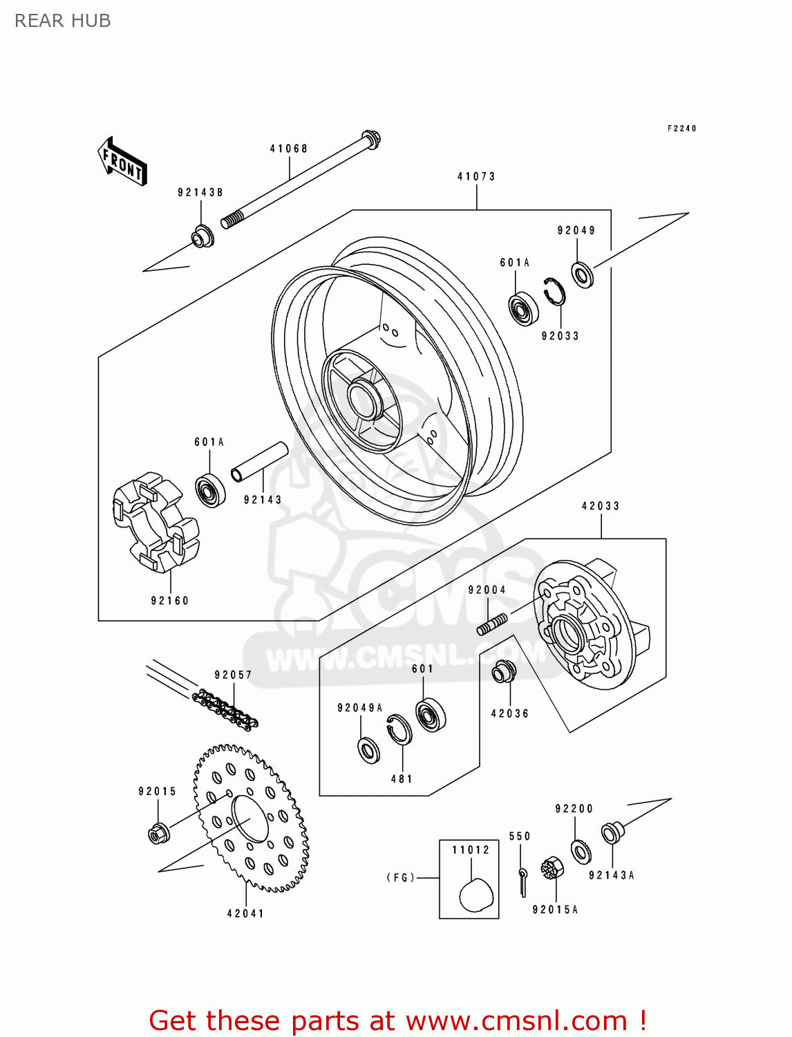 REAR HUB ZX750K1 ZXR750R 1991 EUROPE UK FR AR FG IT NR SP