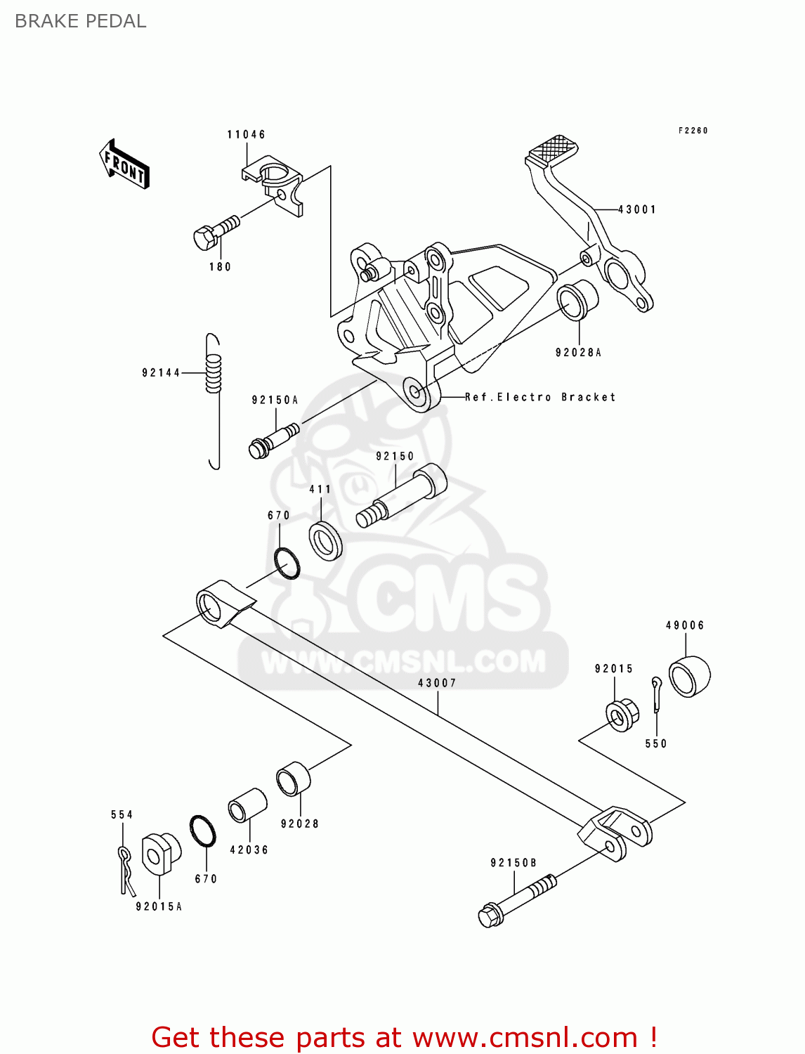 BRAKE PEDAL ZX750K1 ZXR750R 1991 EUROPE UK FR AR FG IT NR SP