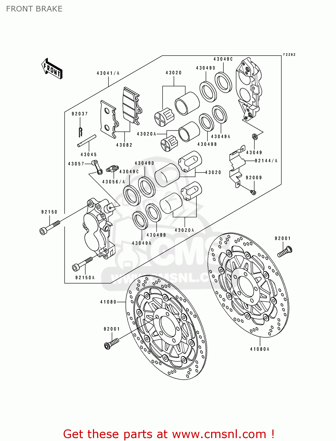 FRONT BRAKE ZX750K1 ZXR750R 1991 EUROPE UK FR AR FG IT NR SP