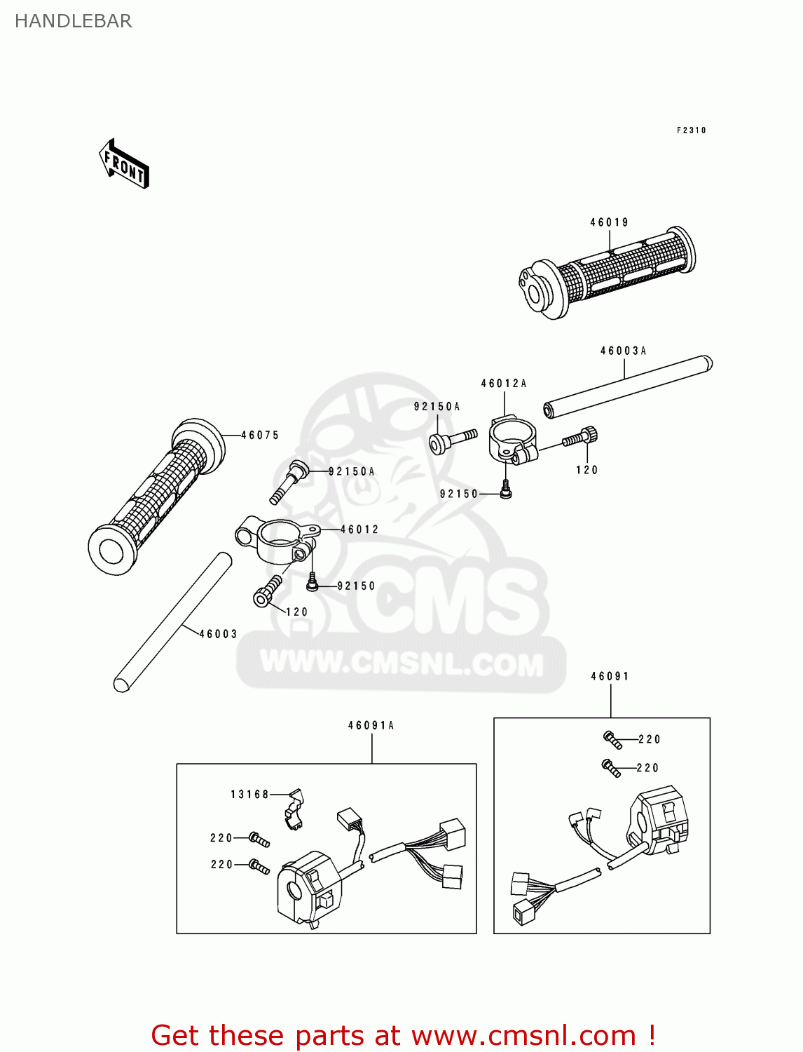 HANDLEBAR ZX750K1 ZXR750R 1991 EUROPE UK FR AR FG IT NR SP