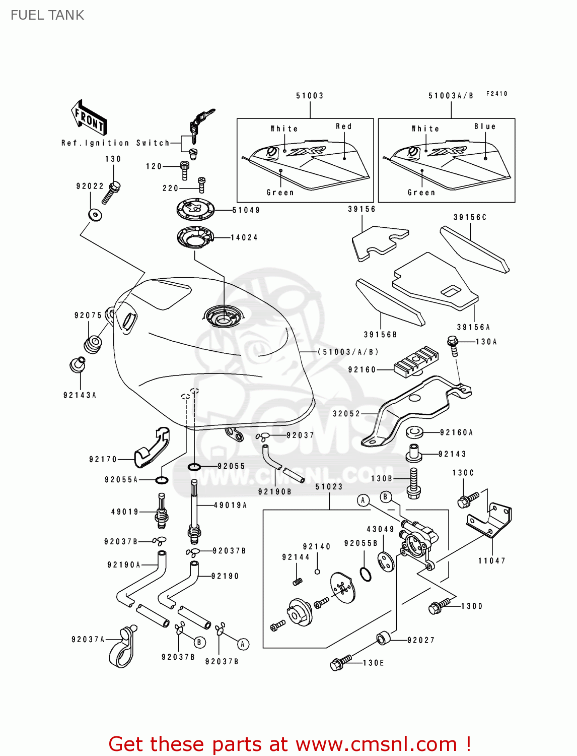 FUEL TANK ZX750K1 ZXR750R 1991 EUROPE UK FR AR FG IT NR SP