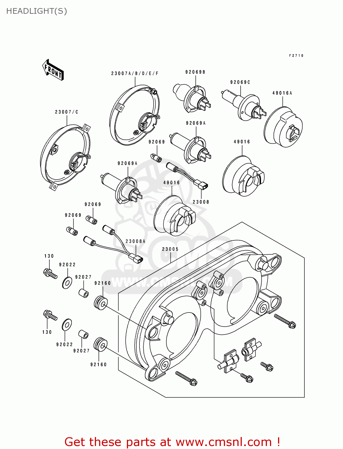 HEADLIGHT(S) ZX750K1 ZXR750R 1991 EUROPE UK FR AR FG IT NR SP
