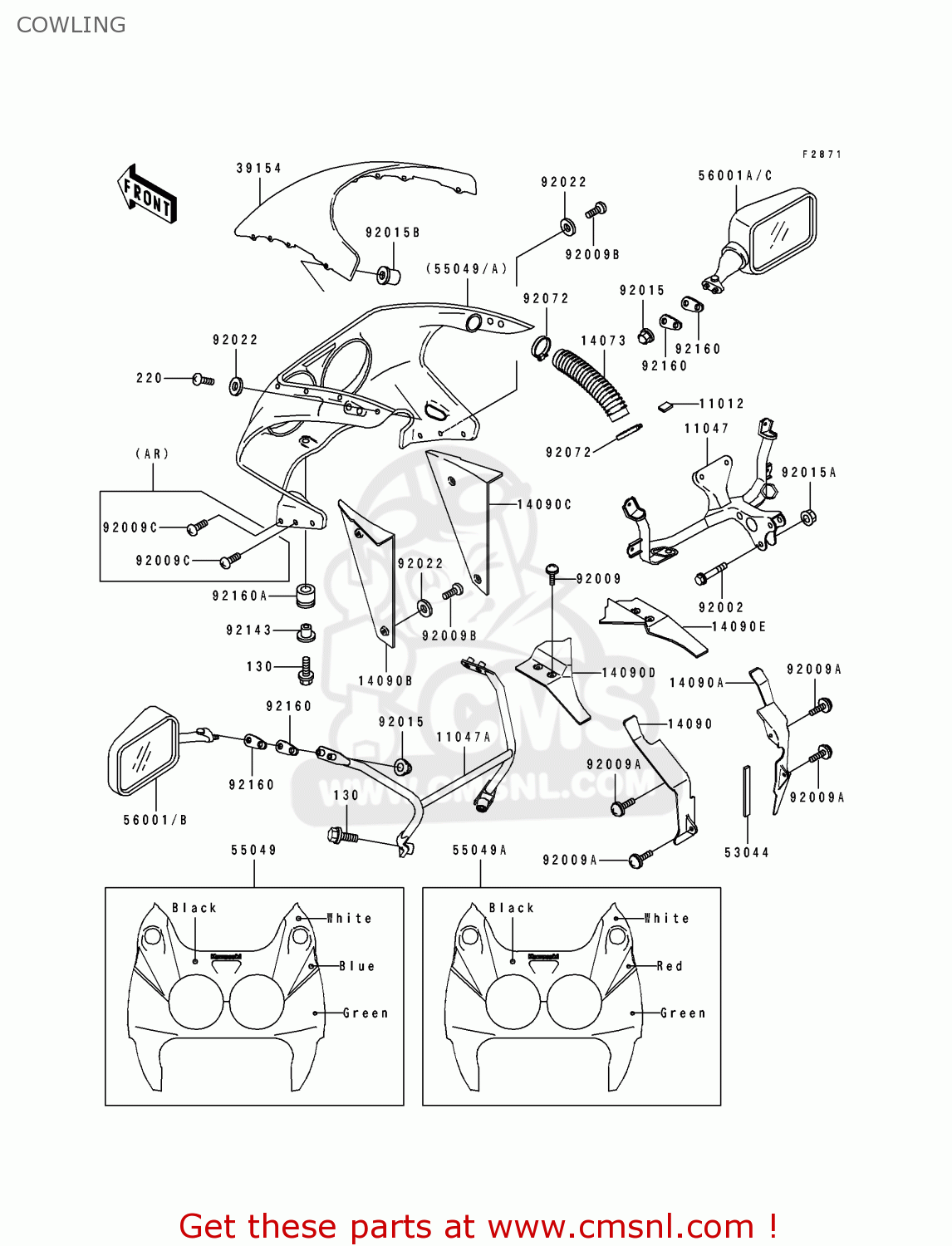 COWLING ZX750K1 ZXR750R 1991 EUROPE UK FR AR FG IT NR SP