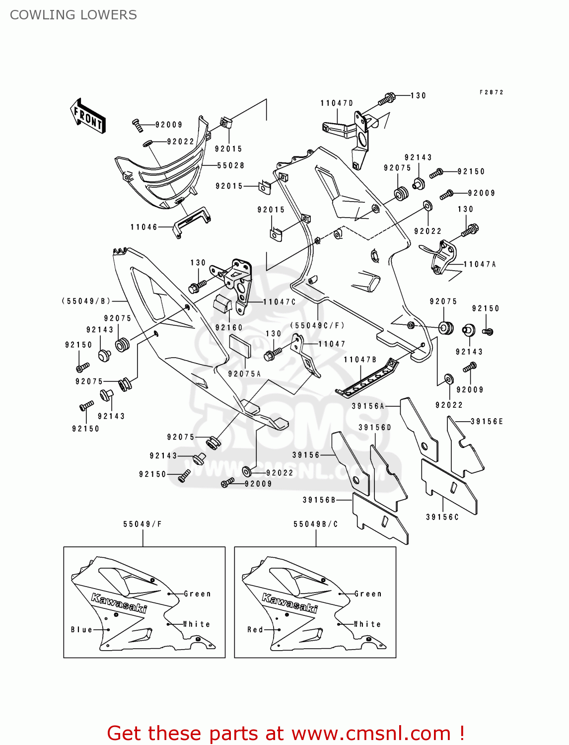 COWLING LOWERS ZX750K1 ZXR750R 1991 EUROPE UK FR AR FG IT NR SP