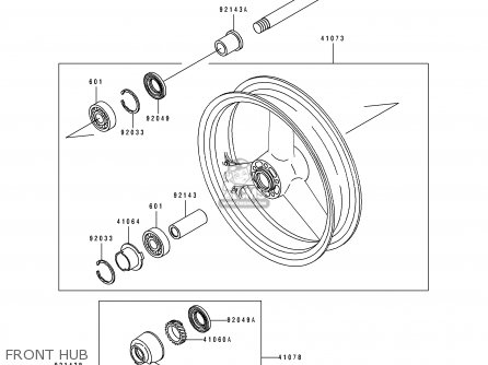 FRONT HUB - ZX750K1 ZXR750R 1991 EUROPE UK FR AR FG IT NR SP