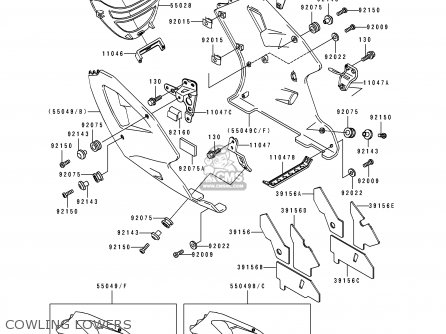 COWLING LOWERS - ZX750K1 ZXR750R 1991 EUROPE UK FR AR FG IT NR SP