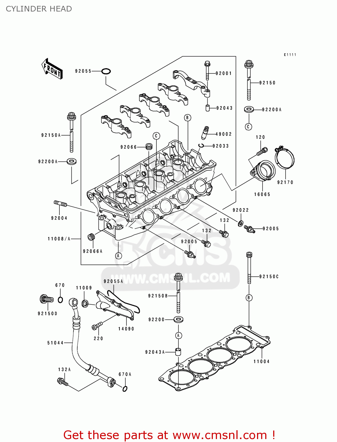 CYLINDER HEAD ZX750K2 NINJA ZX7R 1992 USA CALIFORNIA CANADA