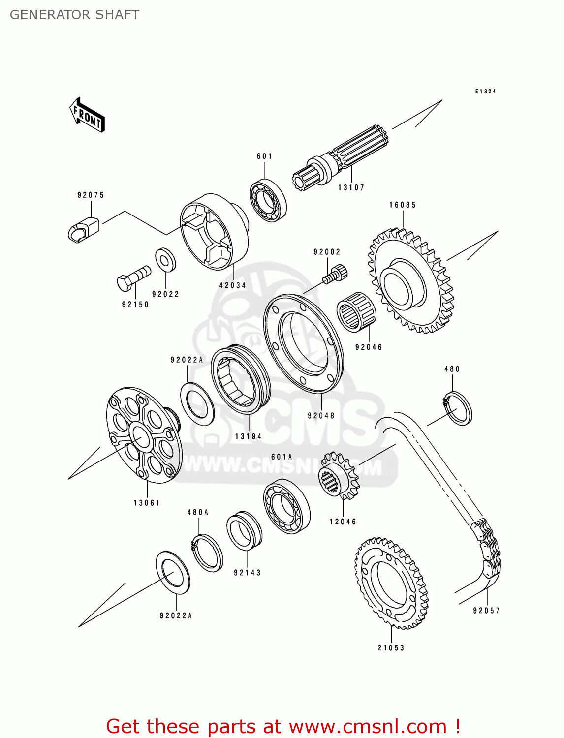 GENERATOR SHAFT ZX750K2 NINJA ZX7R 1992 USA CALIFORNIA CANADA
