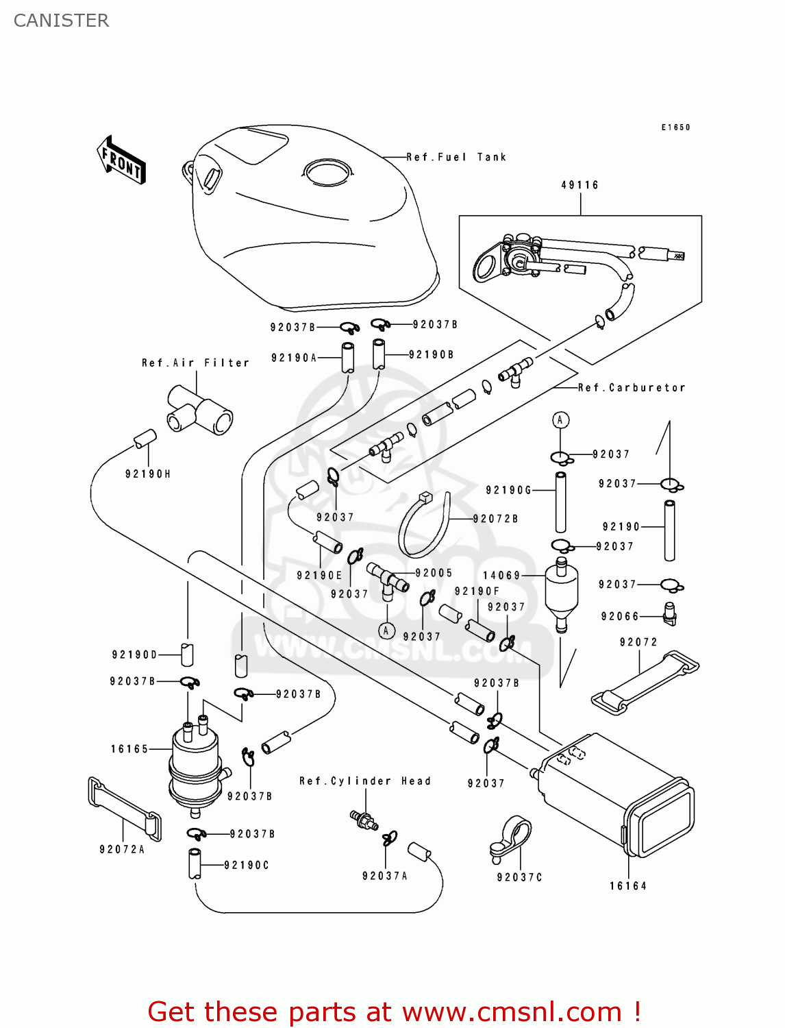 CANISTER ZX750K2 NINJA ZX7R 1992 USA CALIFORNIA CANADA