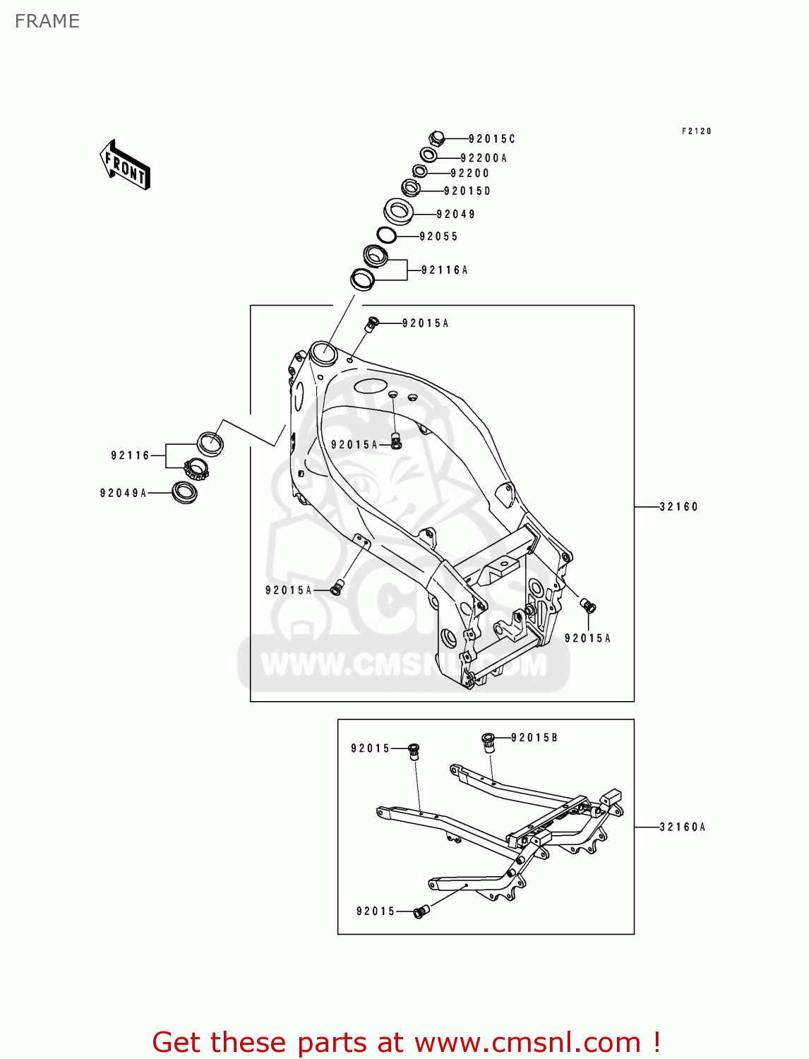 FRAME ZX750K2 NINJA ZX7R 1992 USA CALIFORNIA CANADA