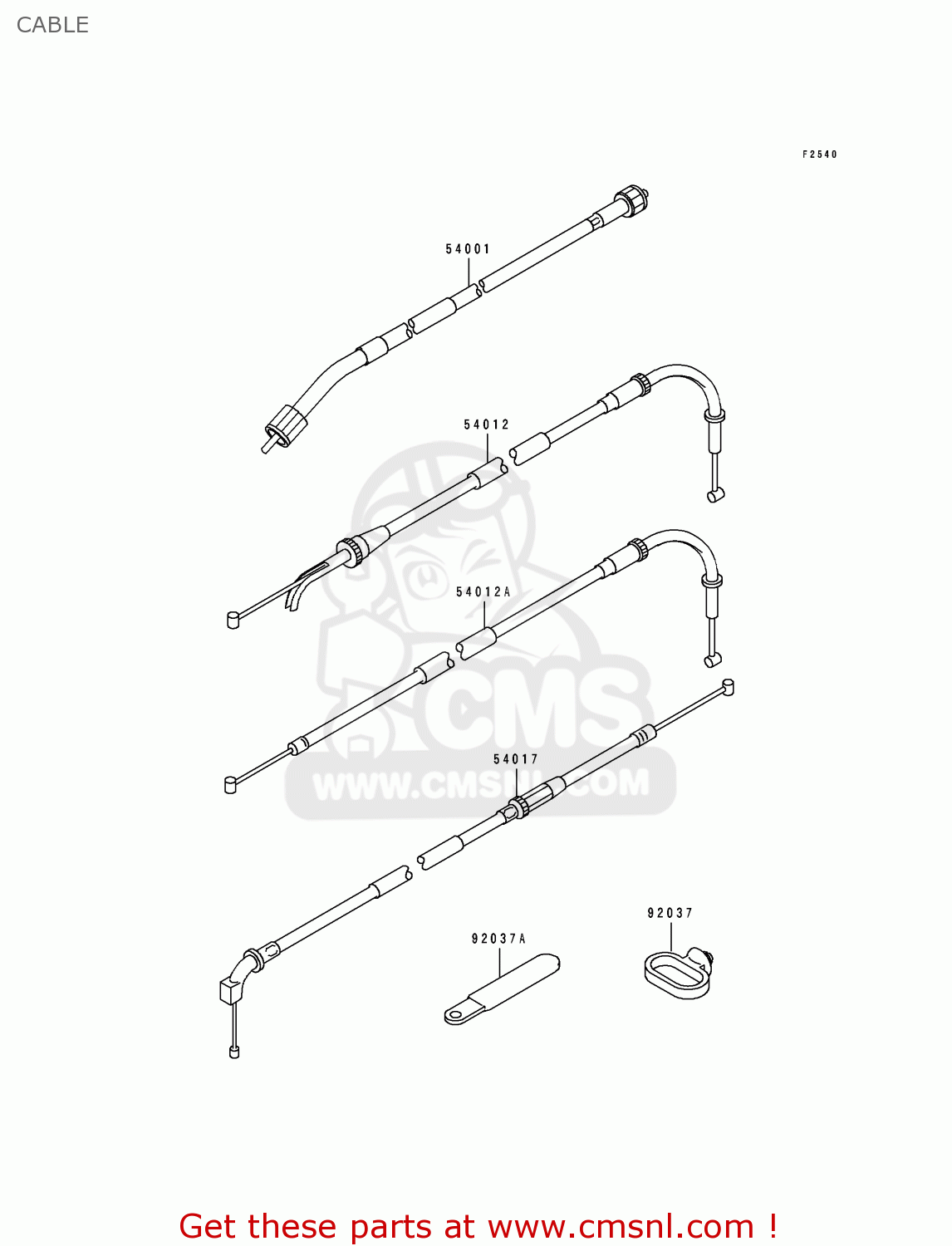 CABLE ZX750K2 NINJA ZX7R 1992 USA CALIFORNIA CANADA