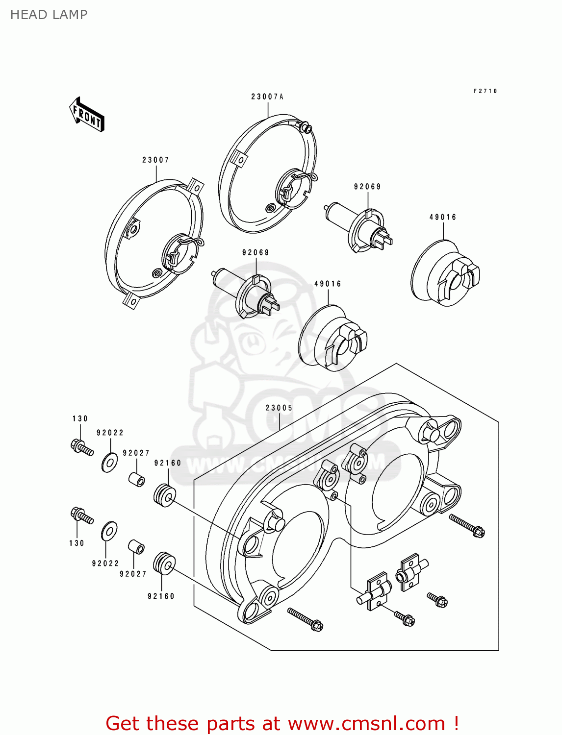 HEAD LAMP ZX750K2 NINJA ZX7R 1992 USA CALIFORNIA CANADA