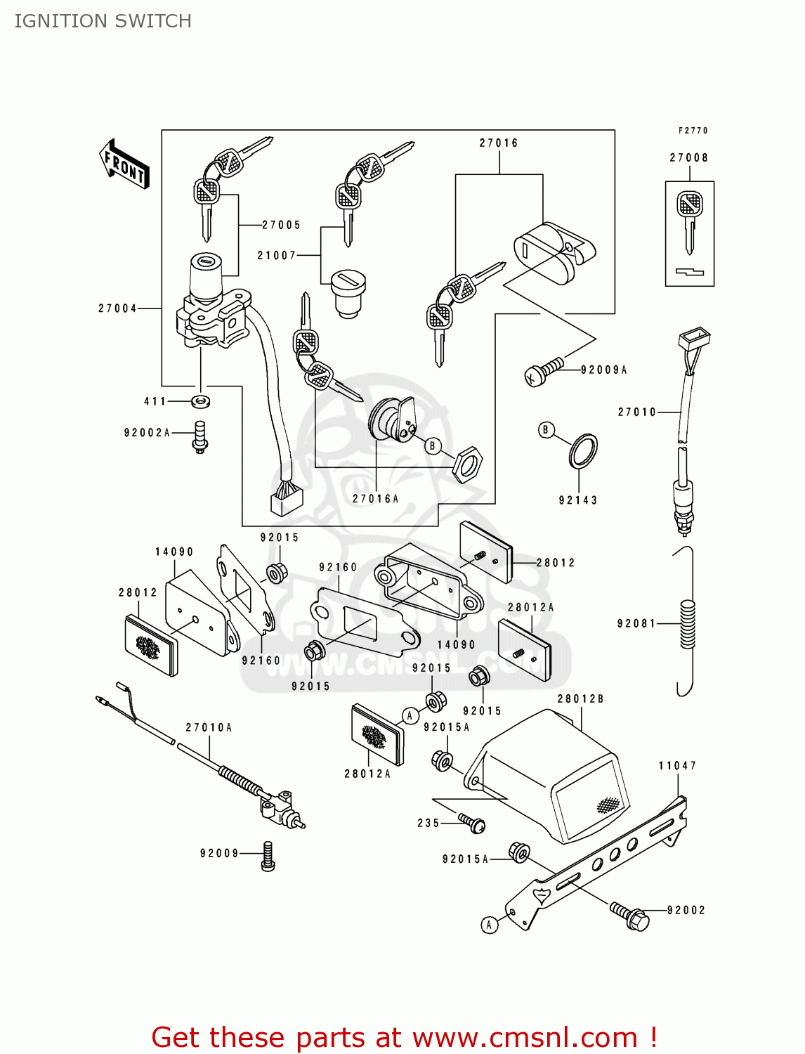 IGNITION SWITCH ZX750K2 NINJA ZX7R 1992 USA CALIFORNIA CANADA
