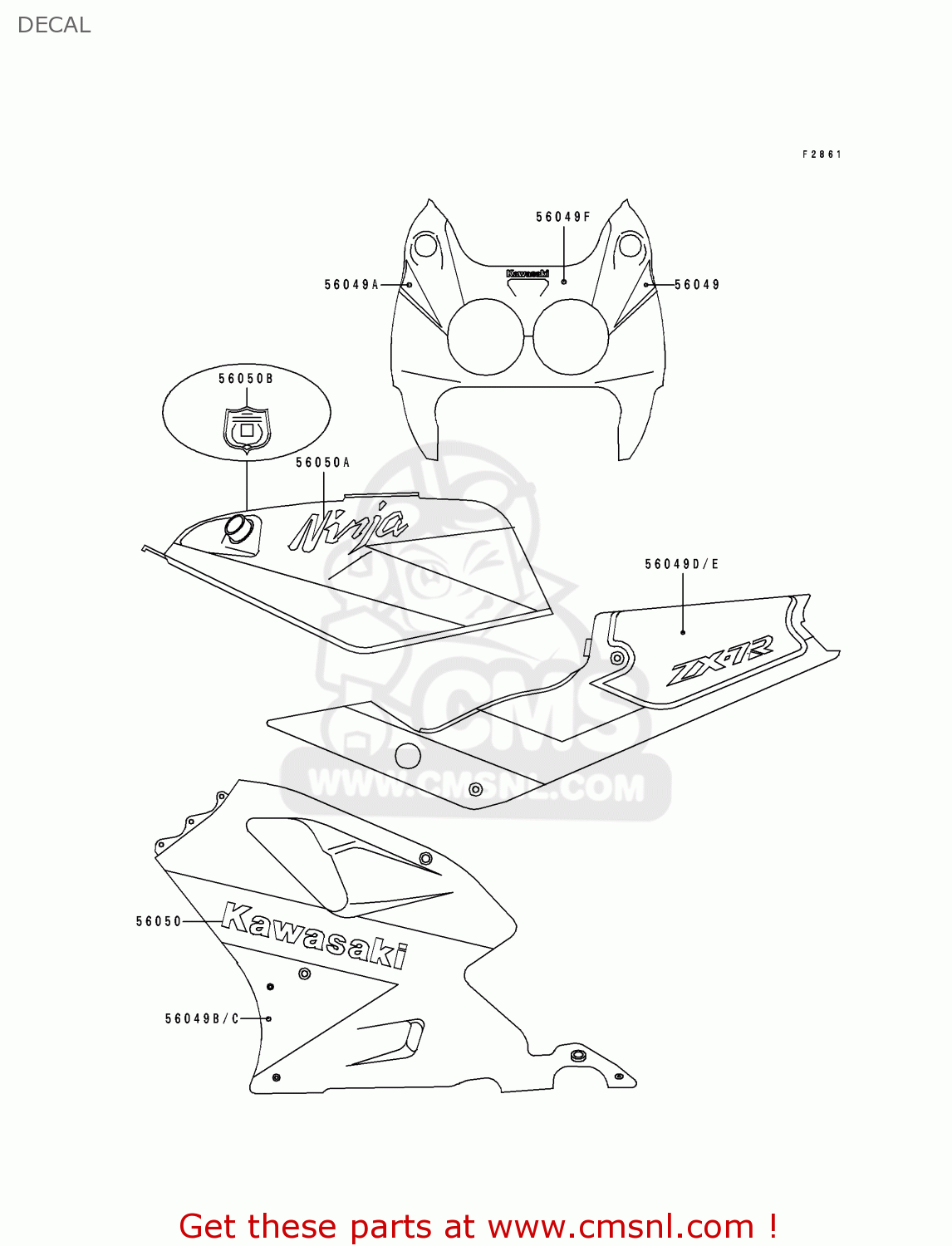 DECAL ZX750K2 NINJA ZX7R 1992 USA CALIFORNIA CANADA