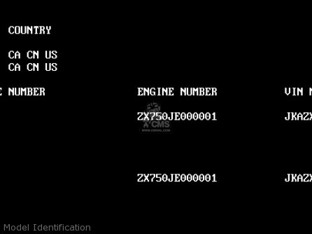Model Identification - ZX750K2 NINJA ZX7R 1992 USA CALIFORNIA CANADA