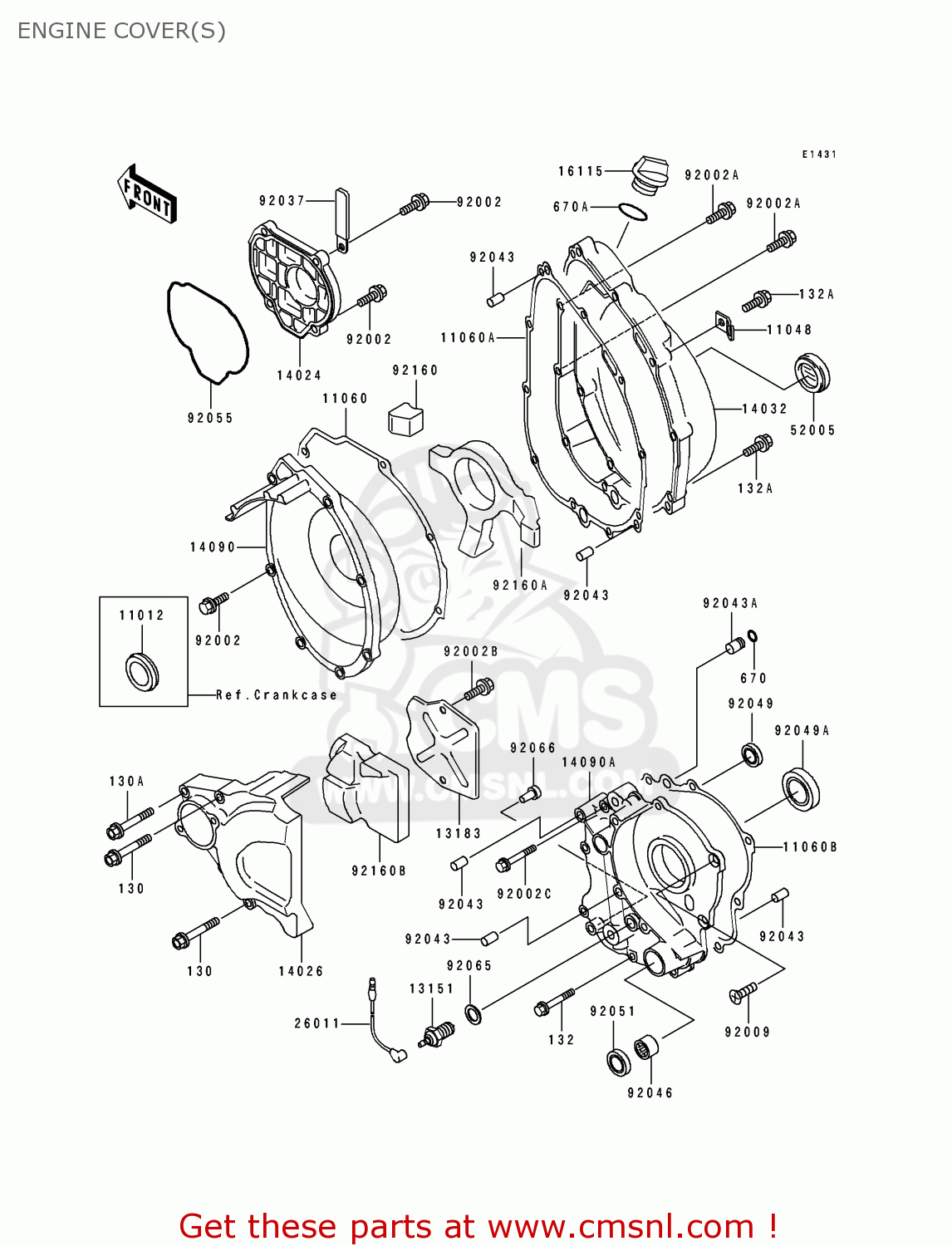 ENGINE COVER(S) ZX750L1 NINJA ZX7 1993 USA CALIFORNIA CANADA