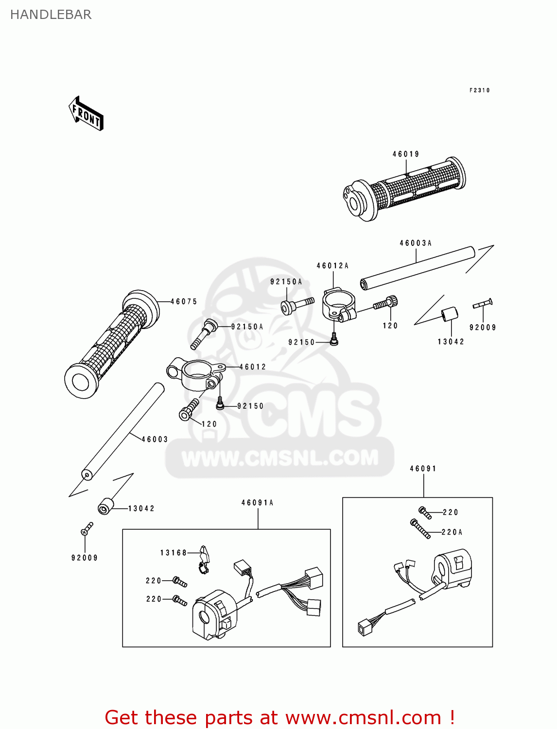 HANDLEBAR ZX750L1 NINJA ZX7 1993 USA CALIFORNIA CANADA