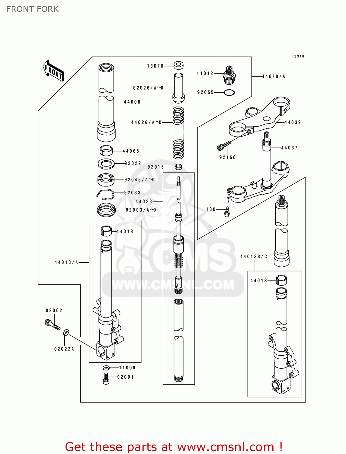 FRONT FORK ZX750L1 NINJA ZX7 1993 USA CALIFORNIA CANADA