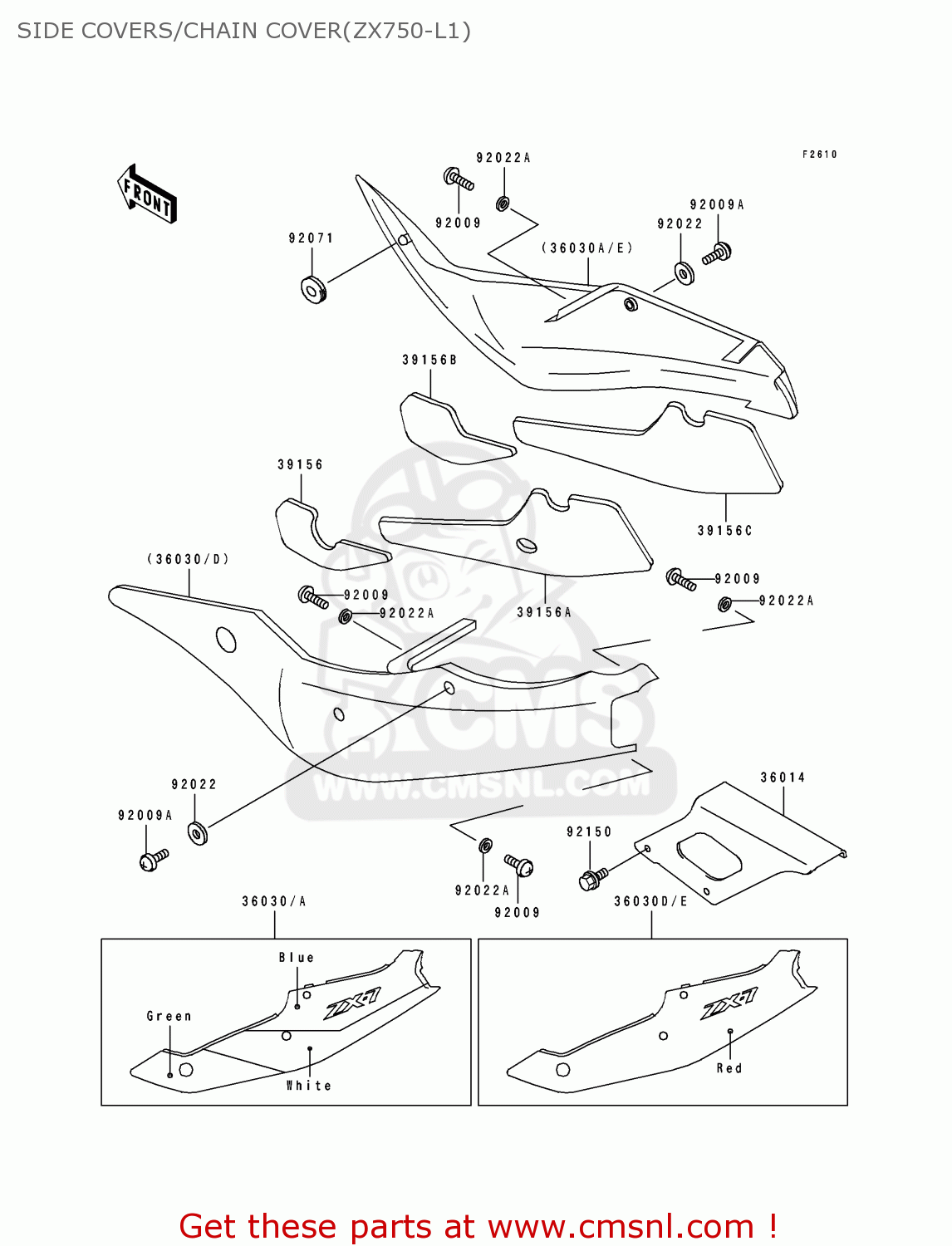 SIDE COVERS/CHAIN COVER(ZX750-L1) ZX750L1 NINJA ZX7 1993 USA CALIFORNIA CANADA
