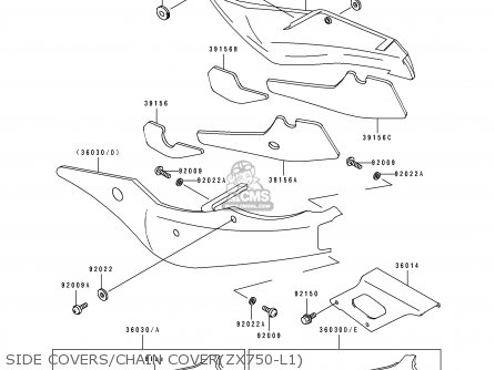 SIDE COVERS/CHAIN COVER(ZX750-L1) - ZX750L1 NINJA ZX7 1993 USA CALIFORNIA CANADA