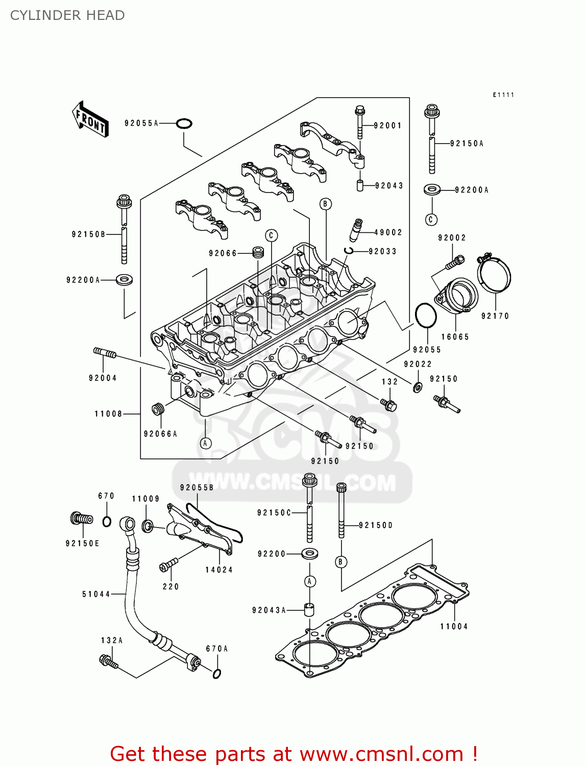 CYLINDER HEAD ZX750L1 ZXR750 1993 EUROPE UK FR NL AR FG GR IT NR SD SP ST
