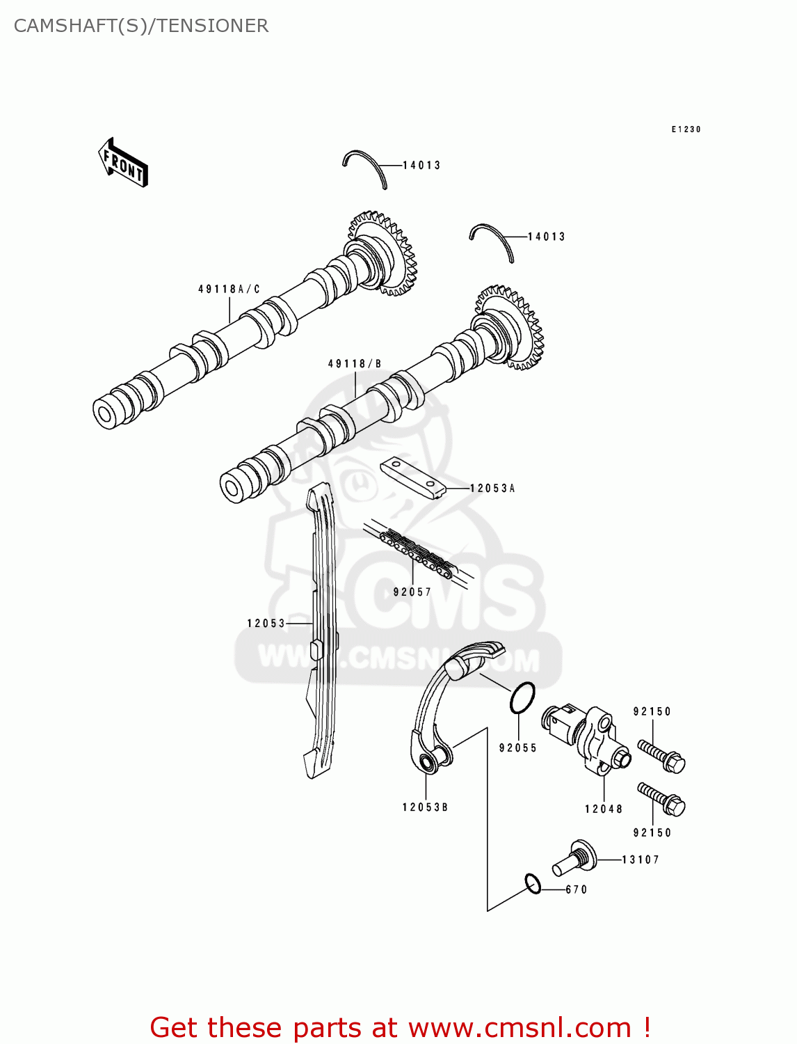 CAMSHAFT(S)/TENSIONER ZX750L1 ZXR750 1993 EUROPE UK FR NL AR FG GR IT NR SD SP ST