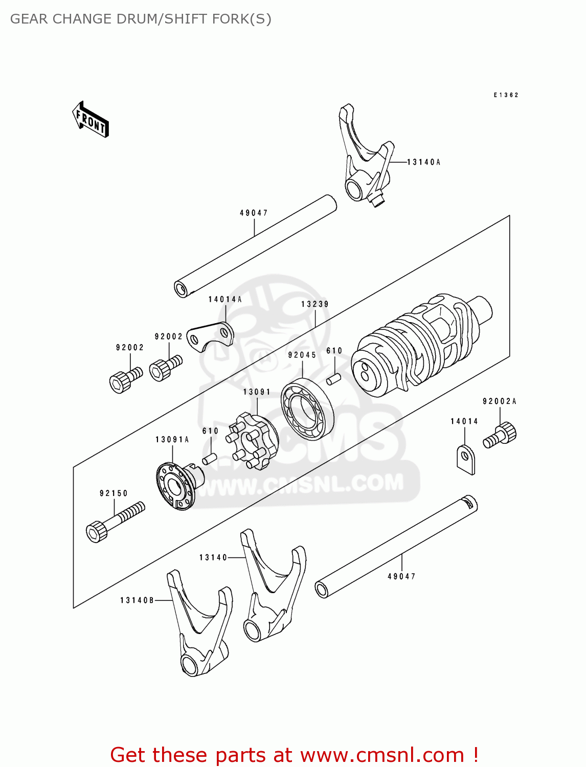 GEAR CHANGE DRUM/SHIFT FORK(S) ZX750L1 ZXR750 1993 EUROPE UK FR NL AR FG GR IT NR SD SP ST