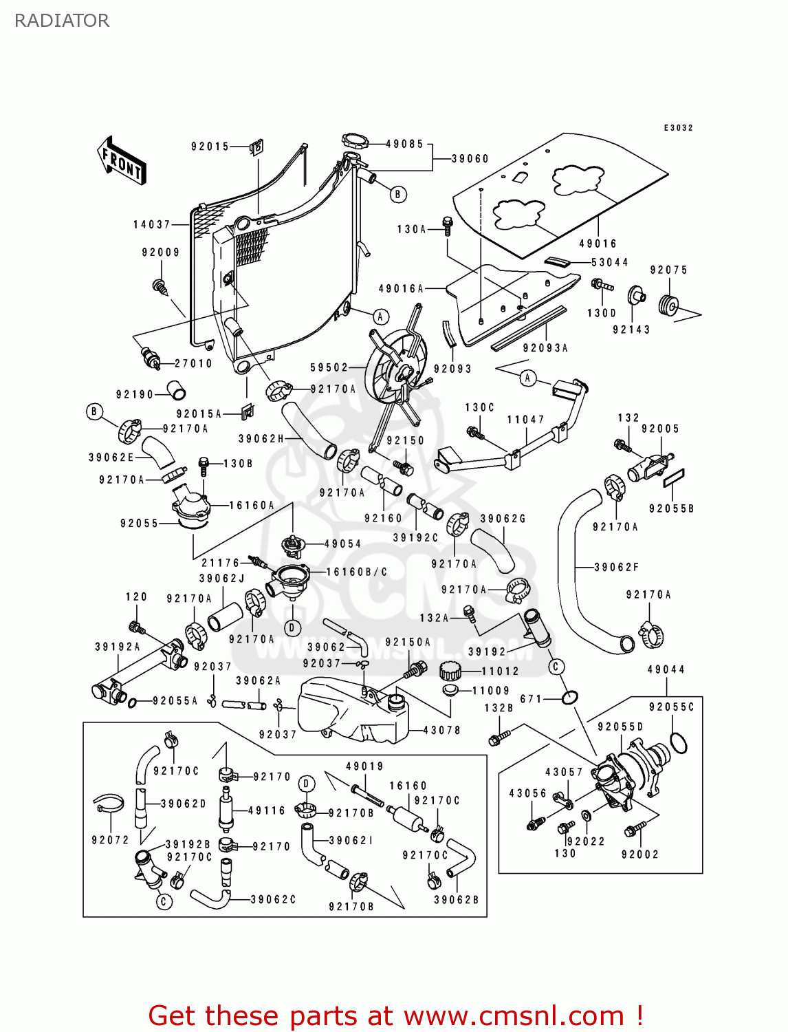 RADIATOR ZX750L1 ZXR750 1993 EUROPE UK FR NL AR FG GR IT NR SD SP ST
