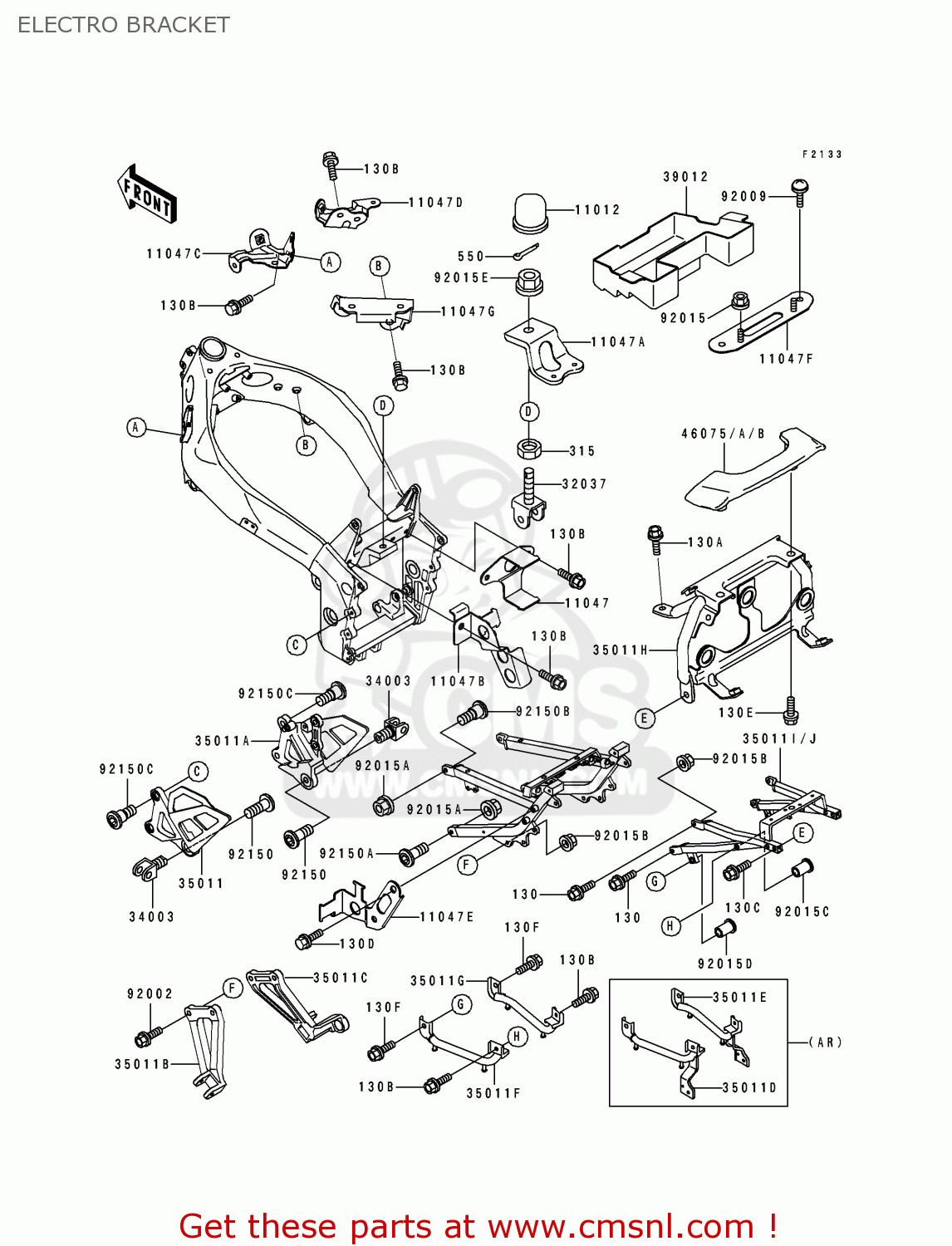 ELECTRO BRACKET ZX750L1 ZXR750 1993 EUROPE UK FR NL AR FG GR IT NR SD SP ST