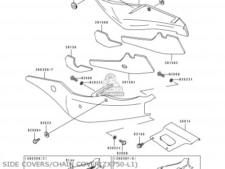 SIDE COVERS/CHAIN COVER(ZX750-L1) - ZX750L1 ZXR750 1993 EUROPE UK FR NL AR FG GR IT NR SD SP ST