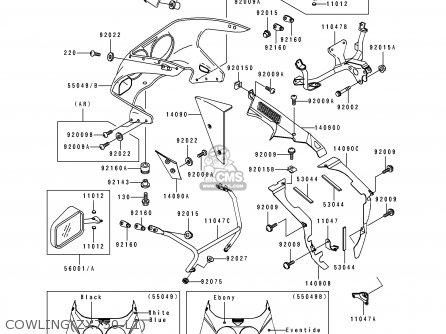 COWLING(ZX750-L1) - ZX750L1 ZXR750 1993 EUROPE UK FR NL AR FG GR IT NR SD SP ST